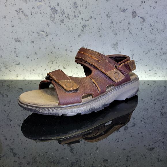 Clarks Men's Raffe Coast Active Sandal, Brown Leather, Size 8 - Picture 1 of 5